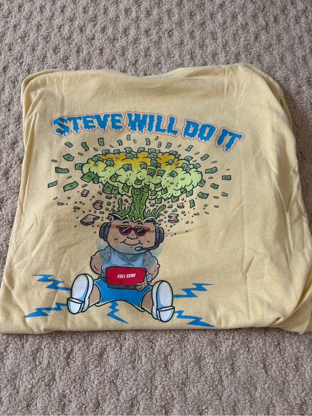 Yellow 'Steve Will Do It' Graphic  Tee
